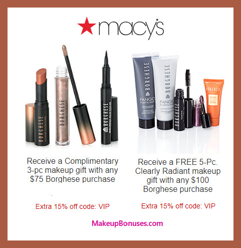 Receive a free 8-pc gift with $100 Borghese purchase #macys