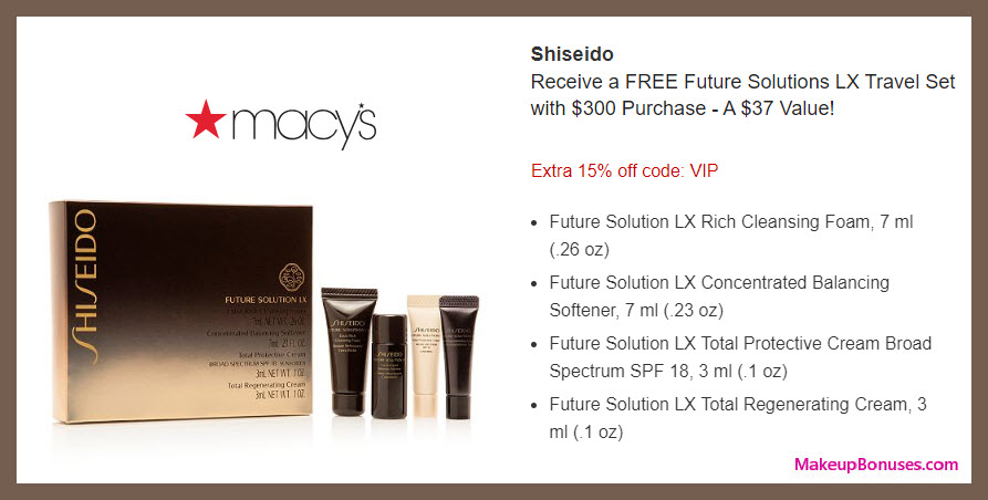 Receive a free 4-pc gift with $300 Shiseido purchase #macys