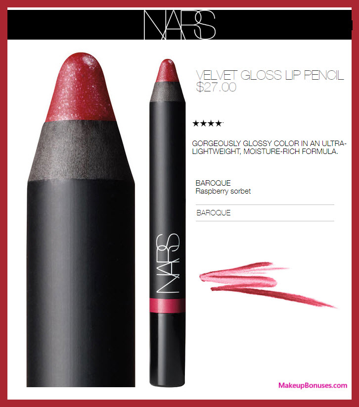 NARS Velvet Gloss Lip Pencil in Baroque #Favorites #MakeupBonuses
