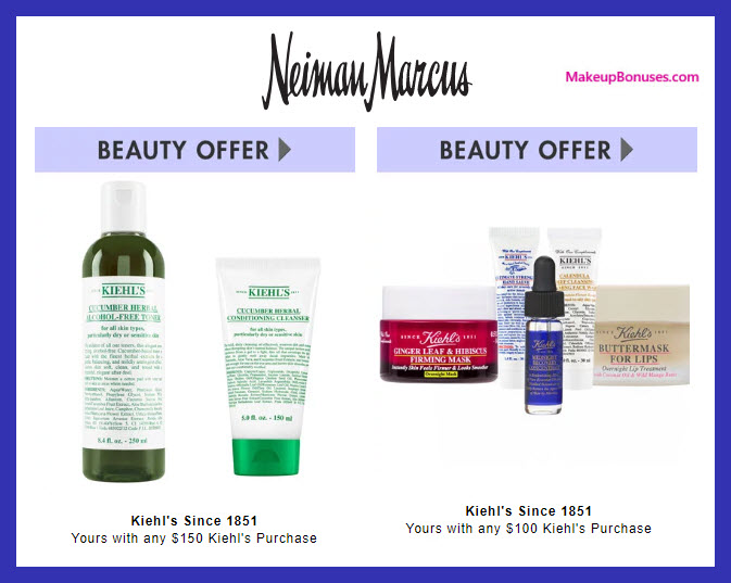 Receive a free 5-pc gift with $100 Kiehl's purchase