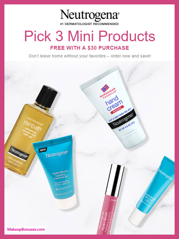 Receive your choice of 3-pc gift with $30 Neutrogena purchase #Neutrogena