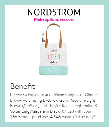 Receive a free 3-pc gift with $65 Benefit Cosmetics purchase #nordstrom