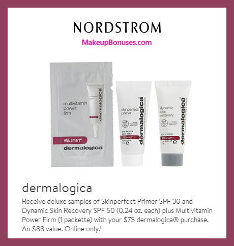 Receive a free 3-pc gift with $75 Dermalogica purchase #nordstrom