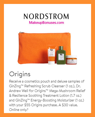 Receive a free 4-pc gift with $55 Origins purchase #nordstrom