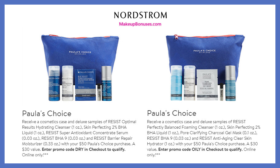 Receive your choice of 6-pc gift with $50 PAULA'S CHOICE purchase #nordstrom