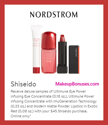 Receive a free 3-pc gift with $45 Shiseido purchase #nordstrom