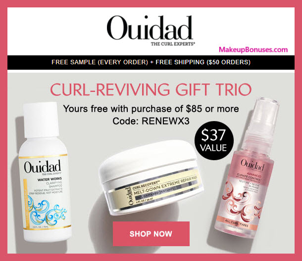 Receive a free 3-pc gift with $85 Ouidad purchase #ouidad