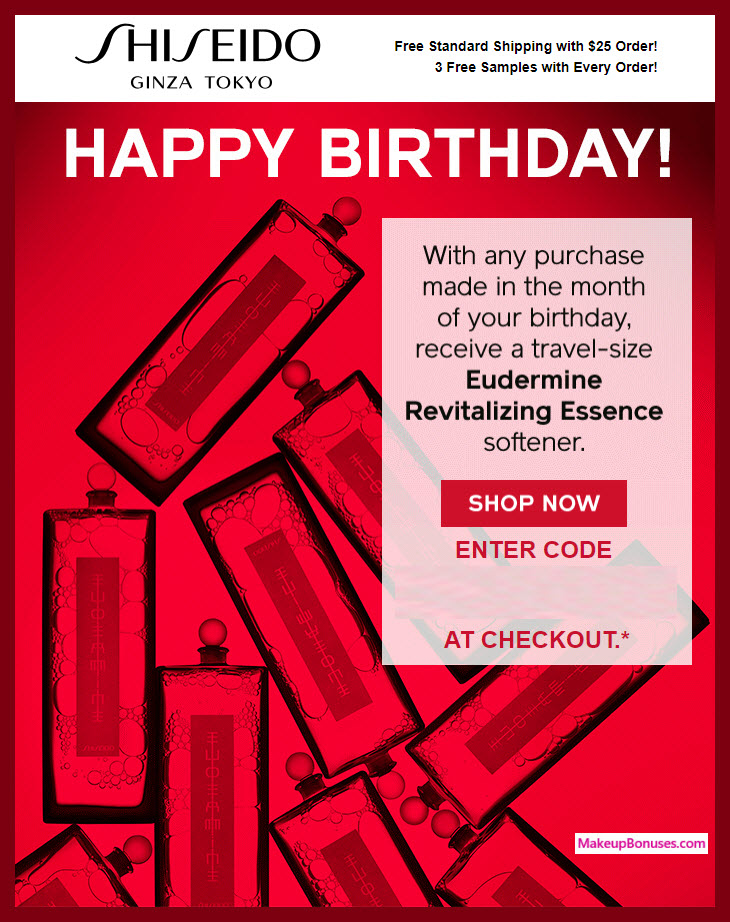 Shiseido Birthday Gift - MakeupBonuses.com #Shiseido