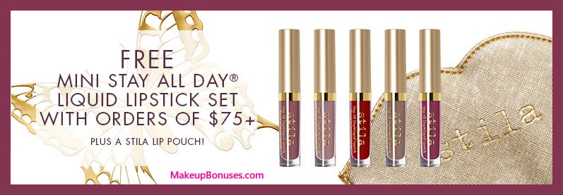 Receive a free 6-pc gift with $75 Stila purchase #StilaCosmetics