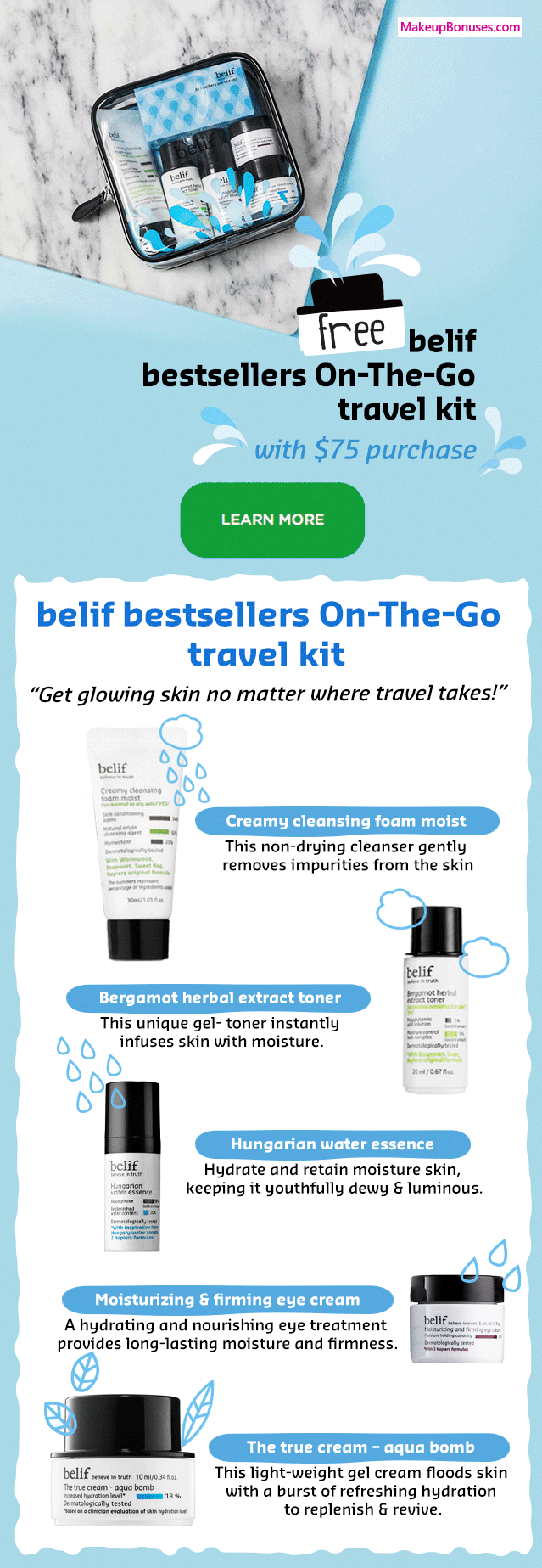Receive a free 5-pc gift with $75 belif purchase #belifUSA