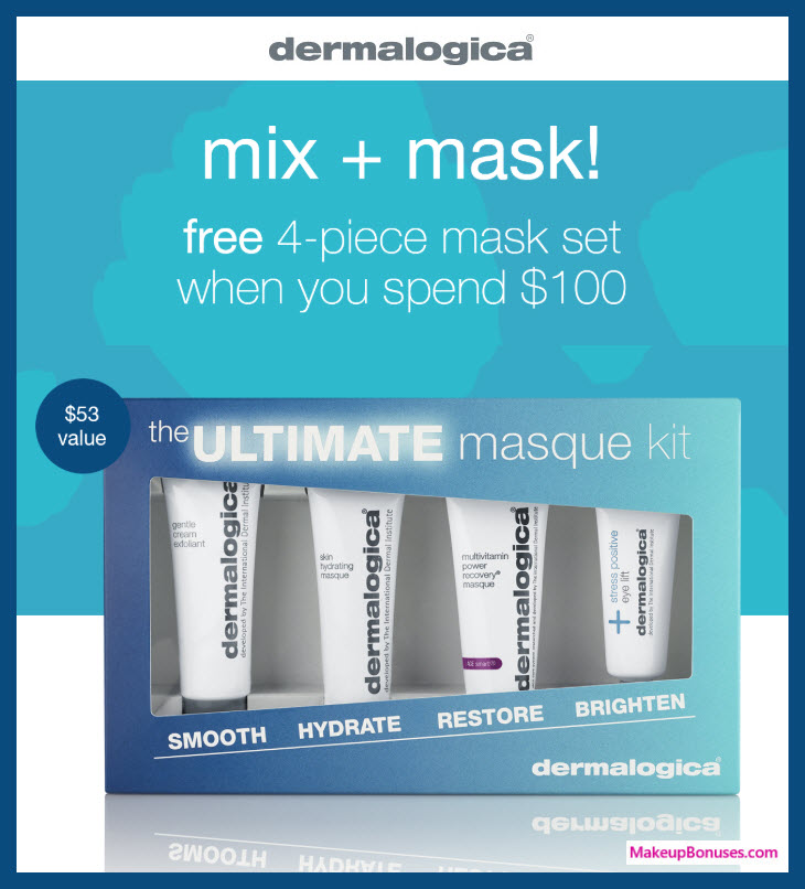Receive a free 4-pc gift with $100 Dermalogica purchase #Dermalogica
