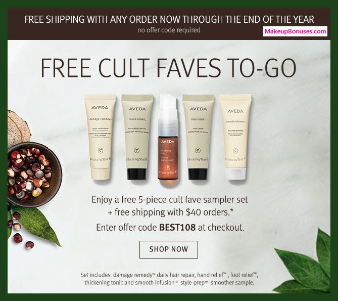 Receive a free 5-pc gift with $40 Aveda purchase #aveda