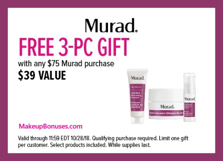 Receive a free 3-pc gift with $75 Murad purchase #beautybrands