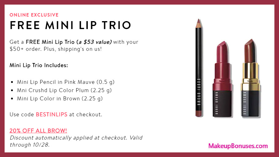 Receive a free 3-pc gift with $50 Bobbi Brown purchase #BobbiBrown