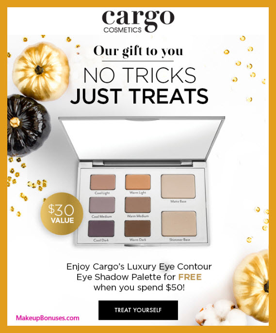 Receive a free 8-pc gift with $50 Cargo Cosmetics purchase #cargocosmetics