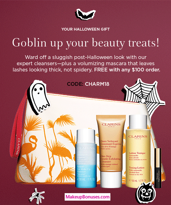 Receive a free 5-pc gift with $100 Clarins purchase #clarinsusa
