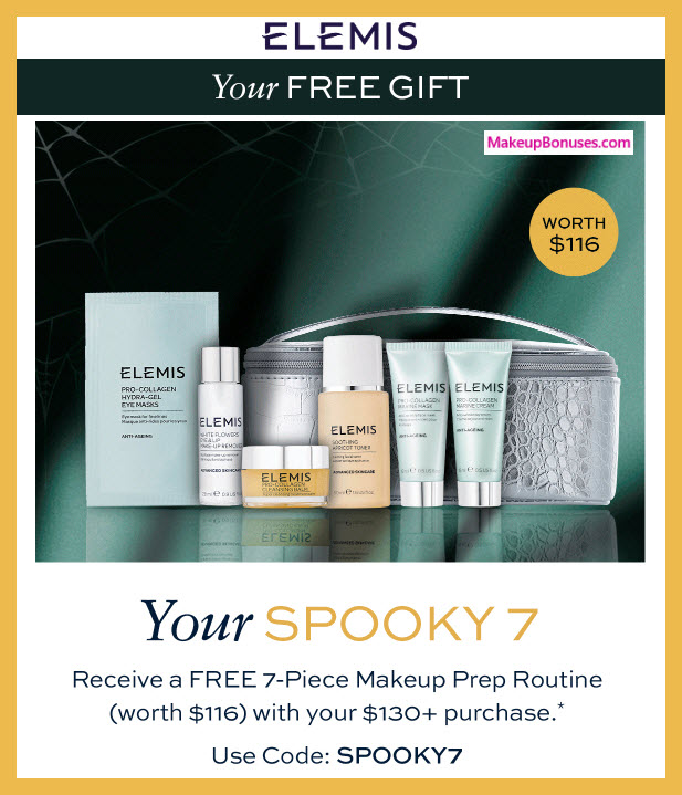 Receive a free 7-pc gift with $130 Elemis purchase #elemis