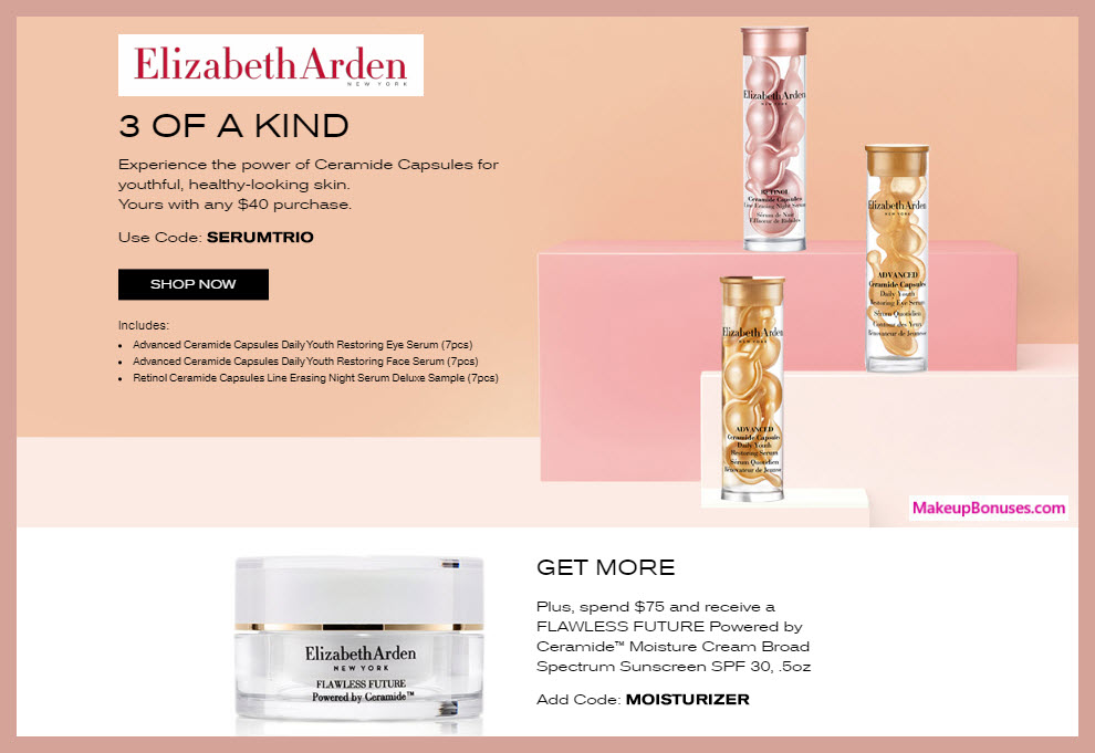 Receive a free 22-pc gift with $75 Elizabeth Arden purchase #ElizabethArden