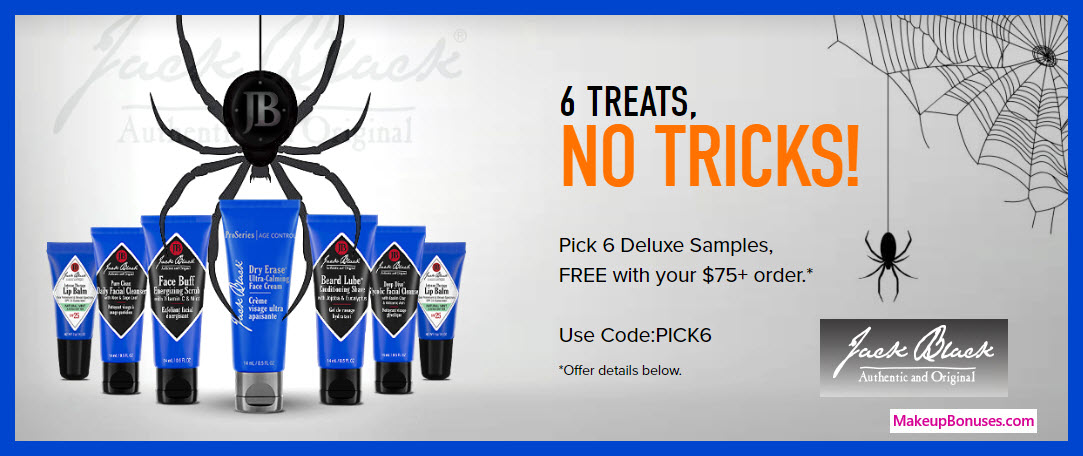 Receive your choice of 6-pc gift with $75 Jack Black purchase #getjackblack