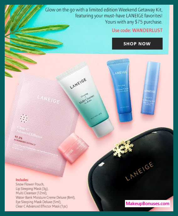 Receive a free 6-pc gift with $75 LANEIGE purchase #laneigeus