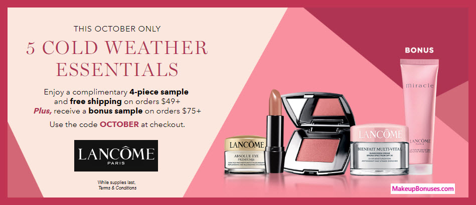 Receive a free 4-pc gift with $49 Lancôme purchase #lancomeUSA