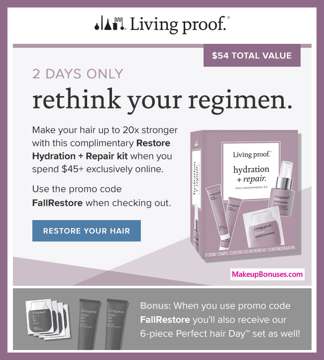 Receive a free 8-pc gift with $45 Living Proof purchase #LivingProofInc