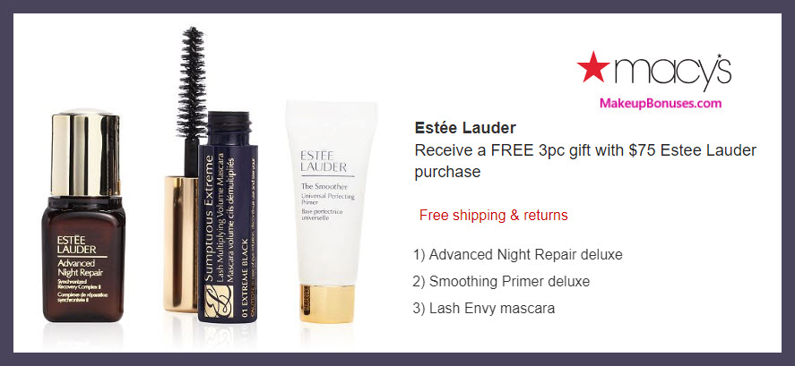 Receive a free 3-pc gift with $75 Estée Lauder purchase #macys