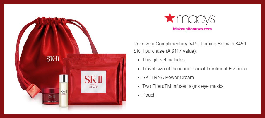 Receive a free 5-pc gift with $450 SK-II purchase #macys