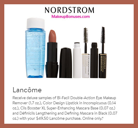 Receive a free 4-pc gift with $49.5 Lancôme purchase #nordstrom