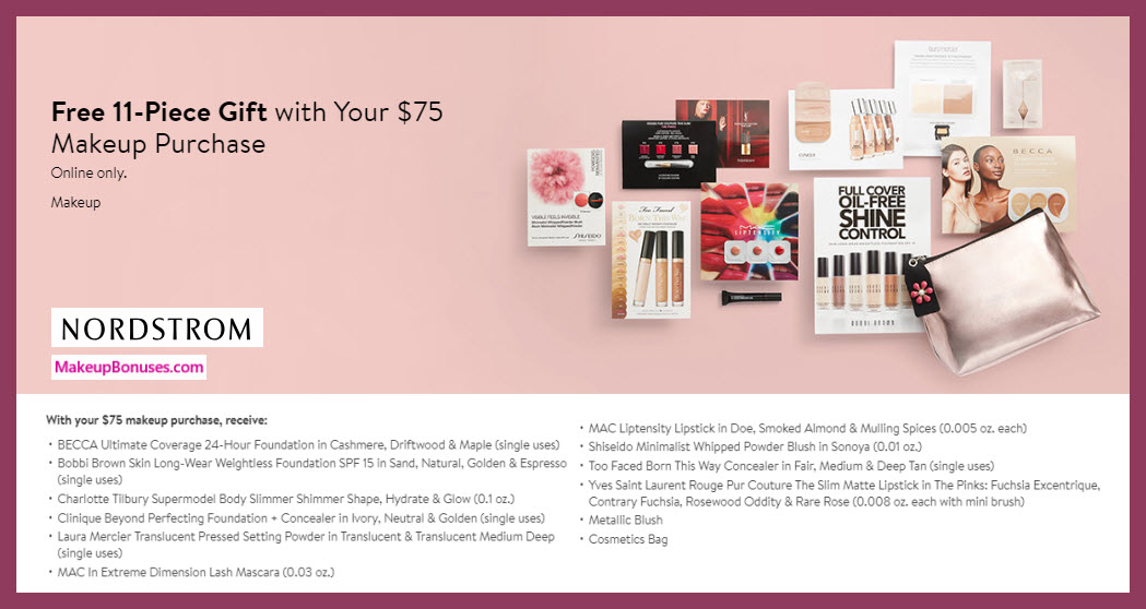 Receive a free 11-pc gift with $75 makeup purchase #nordstrom