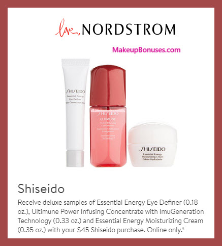 Receive a free 3-pc gift with $45 Shiseido purchase #nordstrom