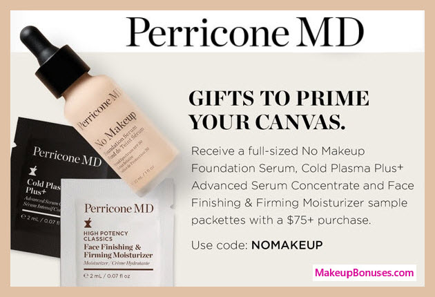 Receive a free 3-pc gift with $75 Perricone MD purchase #PerriconeMD