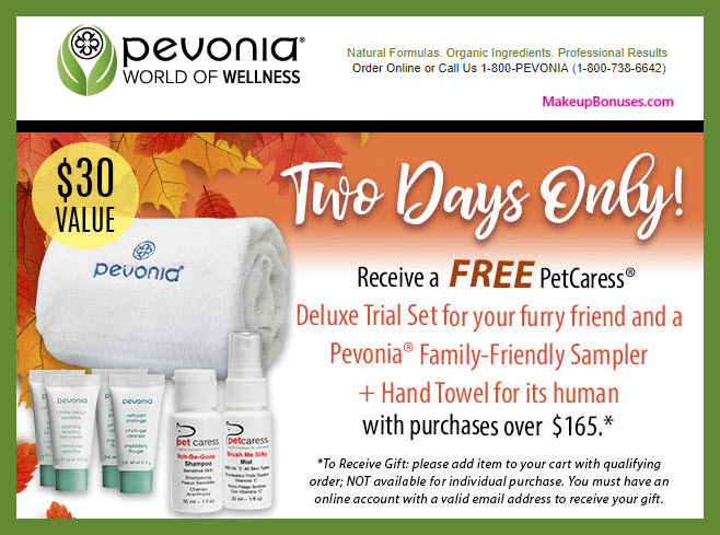 Receive a free 7-pc gift with $165 Pevonia purchase #pevonia
