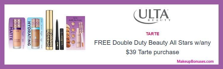 Receive a free 5-pc gift with $39 Tarte purchase #ultabeauty
