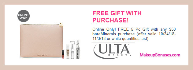 Receive a free 5-pc gift with $50 bareMinerals purchase #ultabeauty