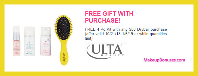 Receive a free 4-pc gift with $50 drybar purchase #ultabeauty
