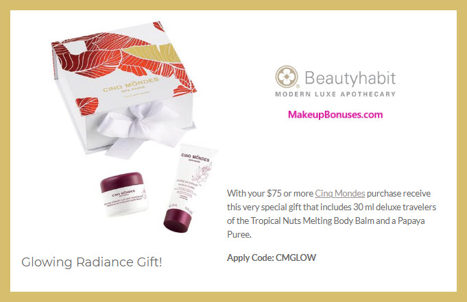 Receive a free 2-pc gift with $75 CINQ MONDES purchase #beautyhabit