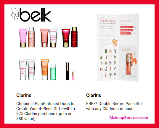 Receive a free 5-pc gift with $75 Clarins purchase #belk