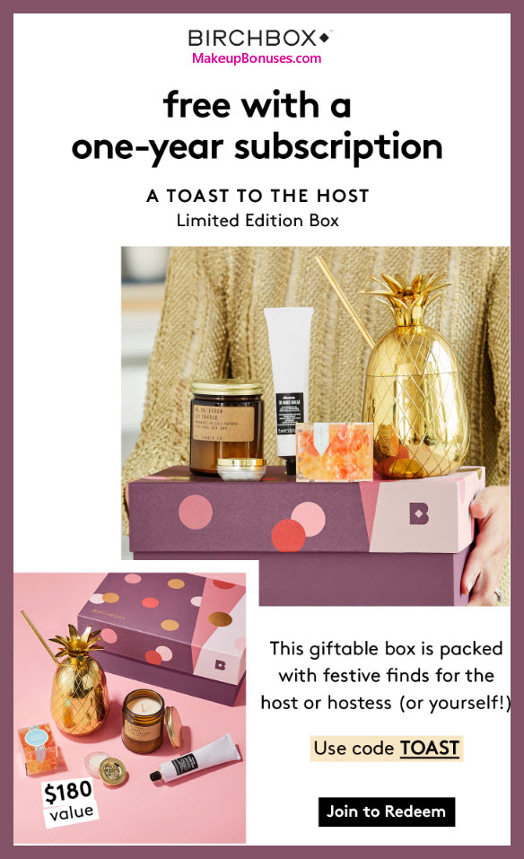 Receive a free 5-pc gift with 1 year recurring subscription purchase #Birchbox