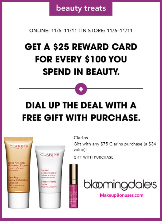 Receive a free 3-pc gift with $75 Clarins purchase #bloomingdales