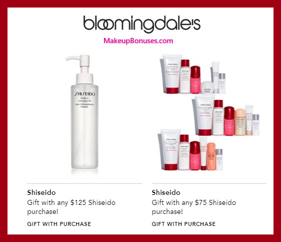 Receive a free 7-pc gift with $125 Shiseido purchase #bloomingdales