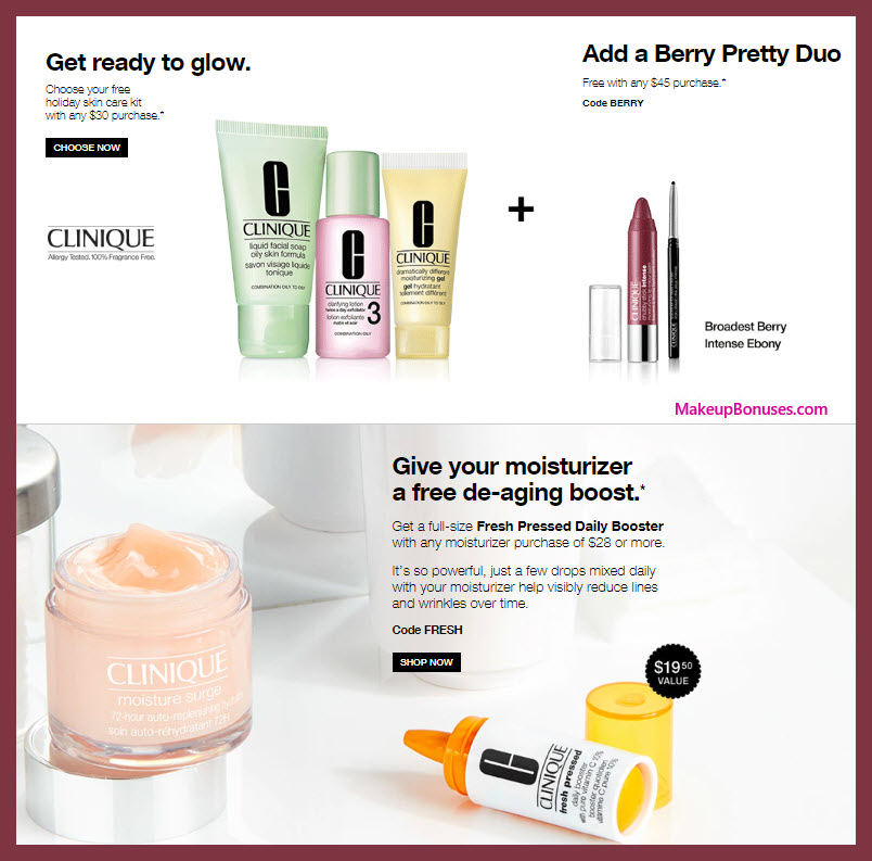 Receive a free 5-pc gift with $45 Clinique purchase #clinique