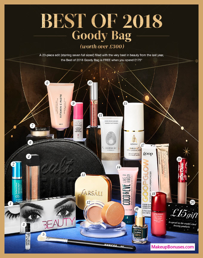 Receive a free 20-pc gift with ~$228 (175 GBP) purchase #CultBeauty