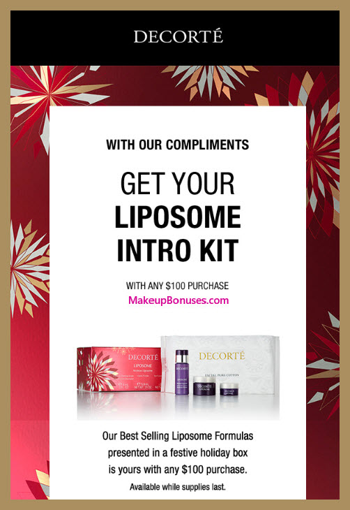 Receive a free 4-pc gift with $100 Decorté purchase #DecorteBeauty