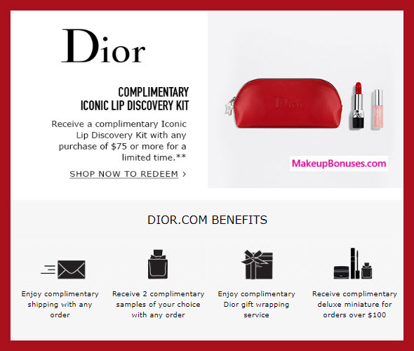 Receive a free 3-pc gift with $75 Dior Beauty purchase #