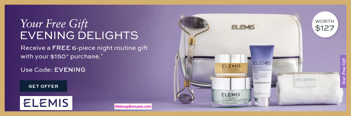 Receive a free 6-pc gift with $150 Elemis purchase #elemis
