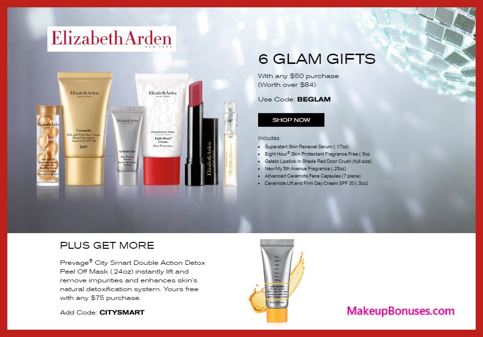 Receive a free 6-pc gift with $50 Elizabeth Arden purchase #ElizabethArden