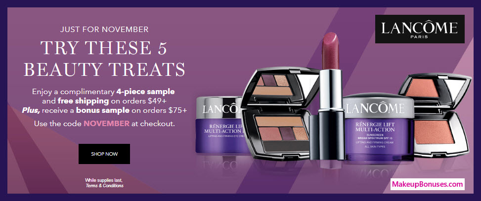 Receive a free 5-pc gift with $75 Lancôme purchase #lancomeUSA