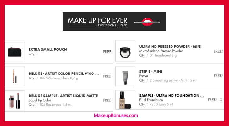 Receive a free 6-pc gift with $75 MAKE UP FOR EVER purchase #MAKEUPFOREVERus