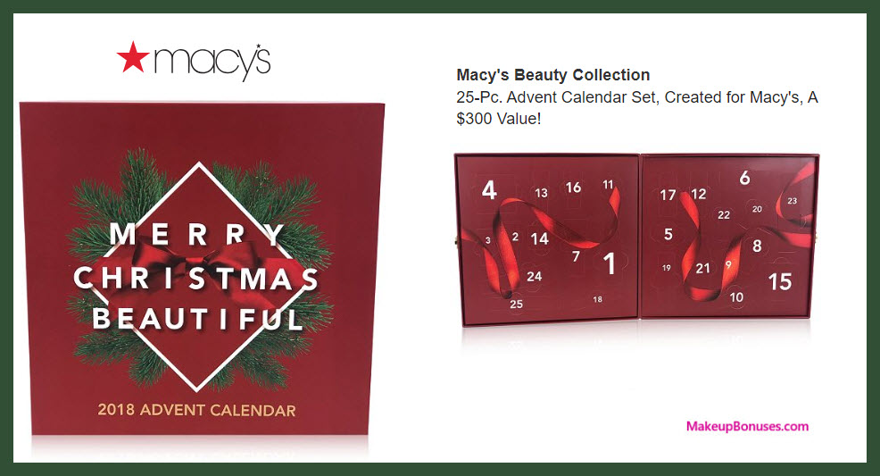 Macy's Beauty Collection Advent Calendar Set - MakeupBonuses.com #macys